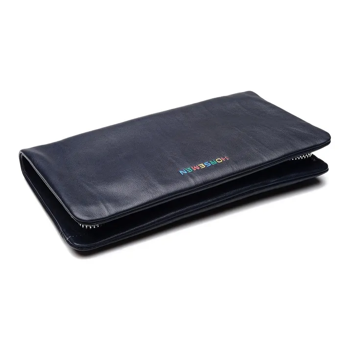 HORSEMEN Top Grain Cow Leather Large Capacity Clutch Regular Men's Dark Blue-2
