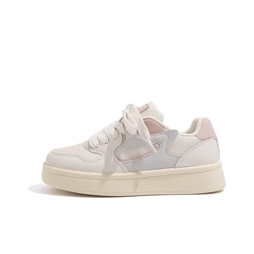 HUANQIU Balance Breathable Low Top Skateboard Shoes Women's Beige Pink