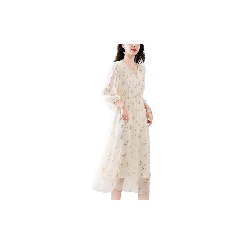 To The West Long Sleeved Dresses Women's Apricot-1