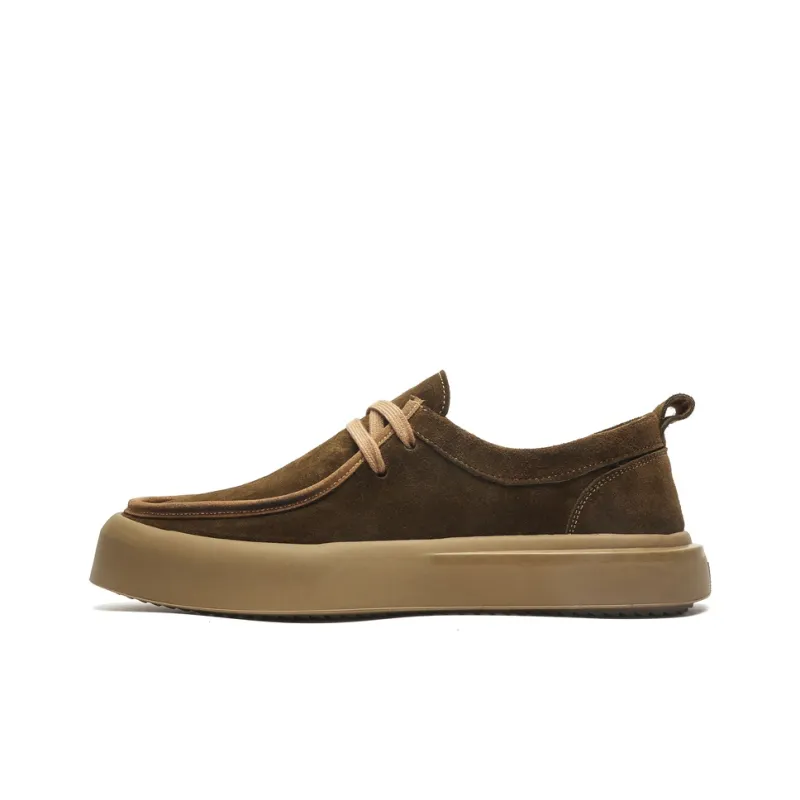 Romon Men's Casual Shoes Men Low Top Brown, Khaki-5