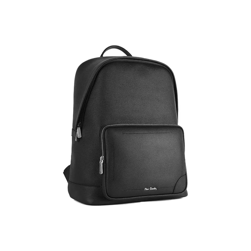 PIERRE CARDIN Top Grain Cow Leather Backpack Laptop Backpack Tubas Men's Black-2