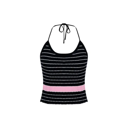 YESWOMEN Knitwear Women's Halter Neck Color Blocking Pink