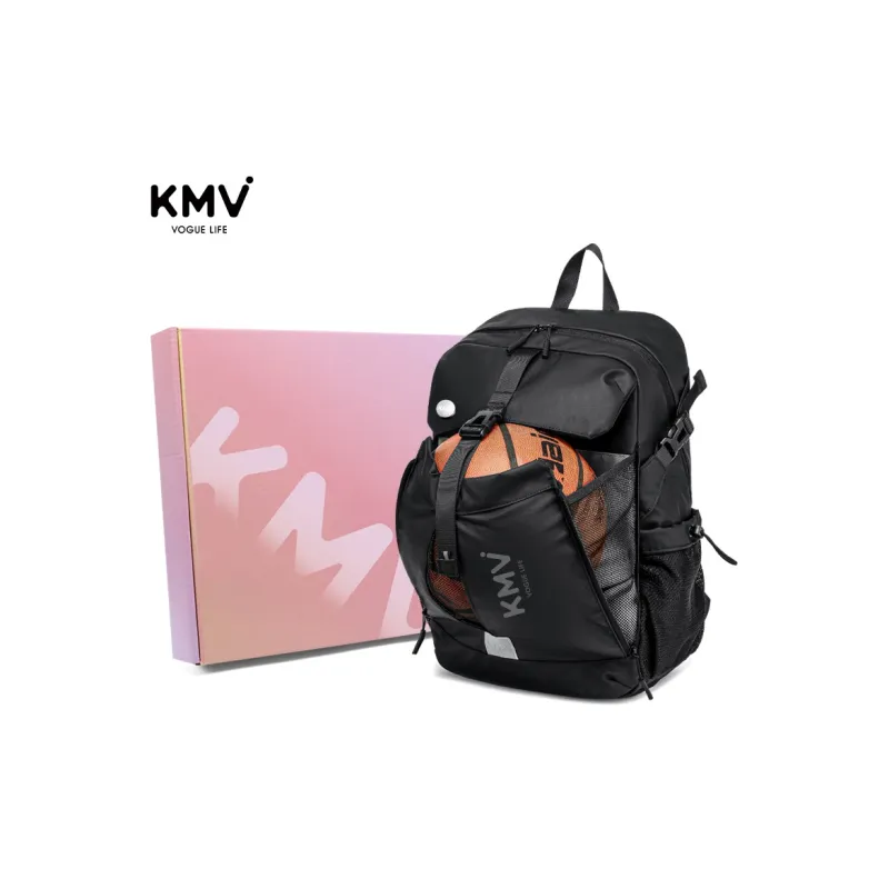 KMV Polyester Backpack Unisex Black/White-30