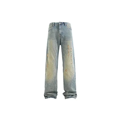 REXSHION Jeans Unisex Washed Blue