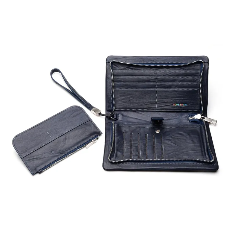HORSEMEN Top Grain Cow Leather Large Capacity Clutch Regular Men's Dark Blue-4