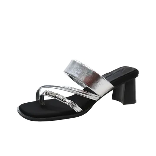GEJIANI Slide Slippers Women's Beige, Silver