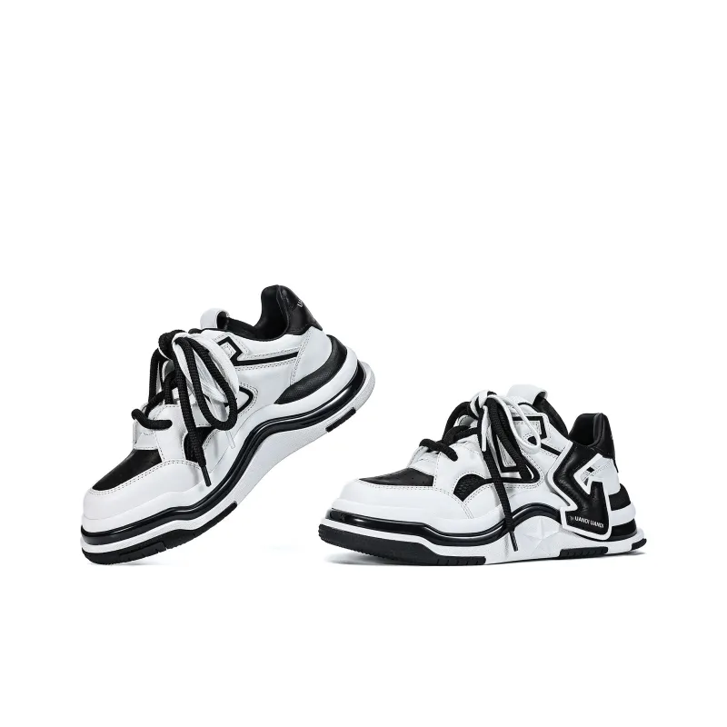 UanDi Cushioned Abrasion-Resistant Slip-Resistant Low-Top Skateboard Shoes Unisex White Black-16
