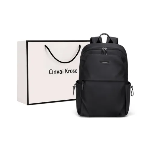 CinvaiKrose Fabric With Synthetic Leather Backpack Large Size Men's Midnight Black