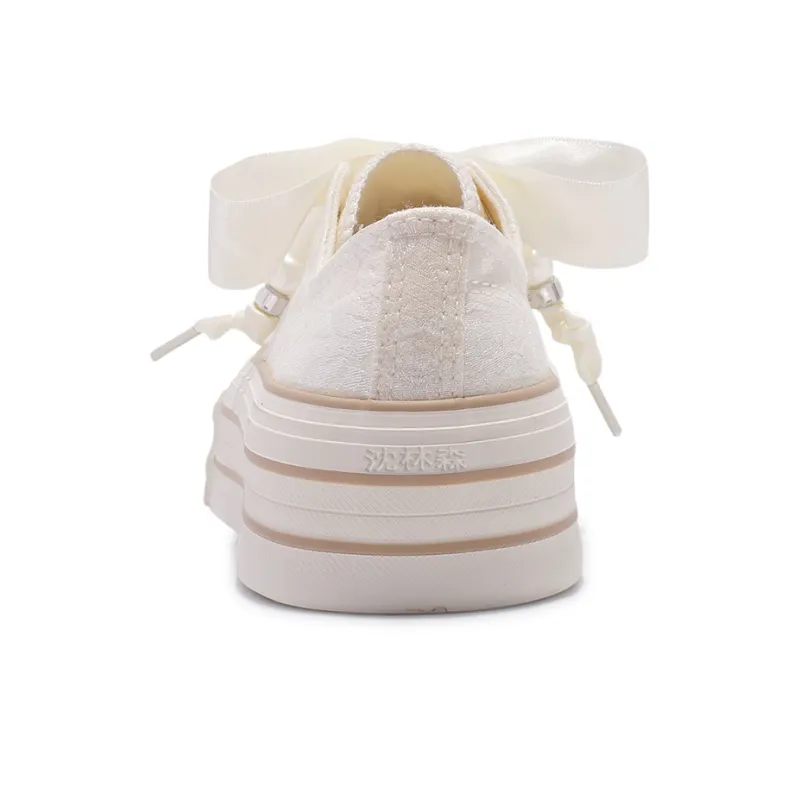 Shen Linsen Cushioning, Breathable, Height Increasing Low Top Casual Shoes Women's Beige-6