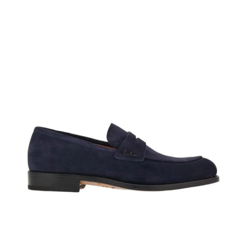 FERRAGAMO Tramezza Penny Loafers Men's Blue-1
