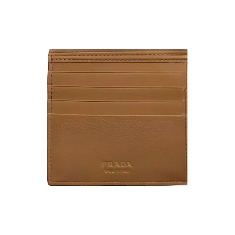 PRADA Leather Wallet Men's Brown-4
