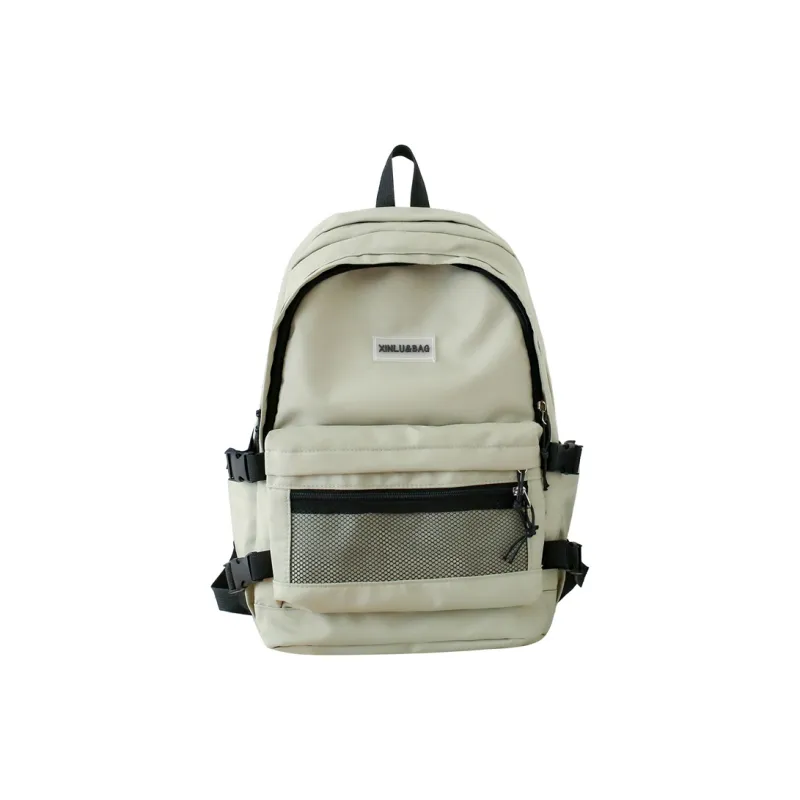 BRABOSTON Nylon Fabric Backpack Medium Size Unisex Black/Pink/Blue/Beige/Green/Gray-19