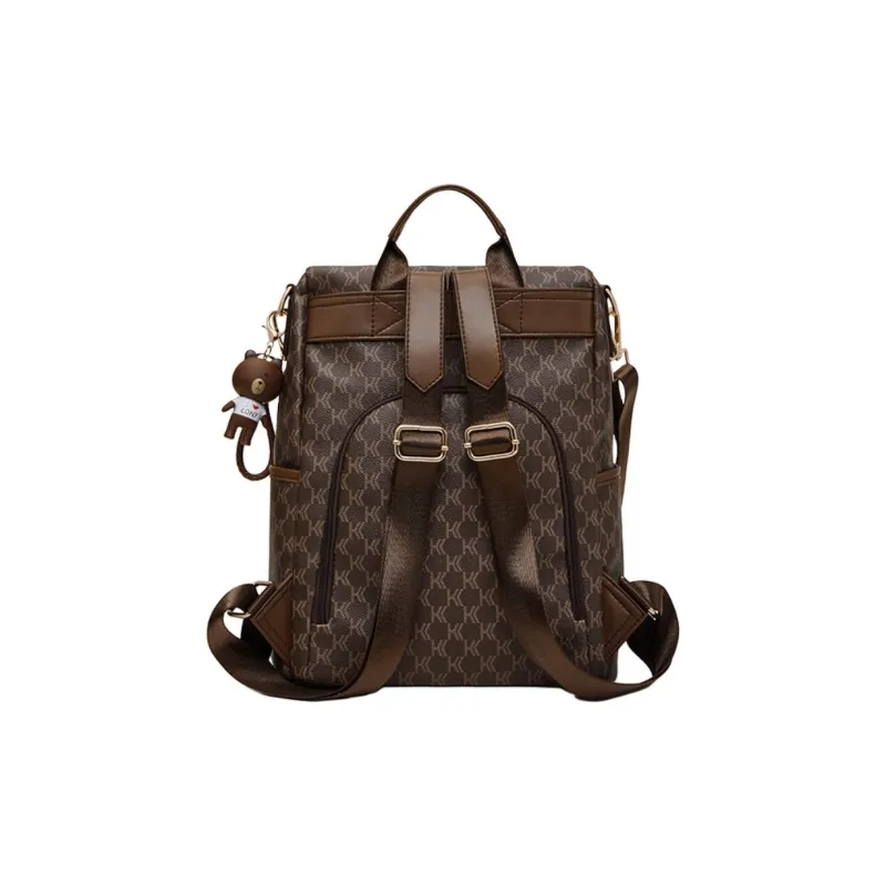 HARSON Synthetic Leather Lightweight Backpack Regular Women's Coffee-3