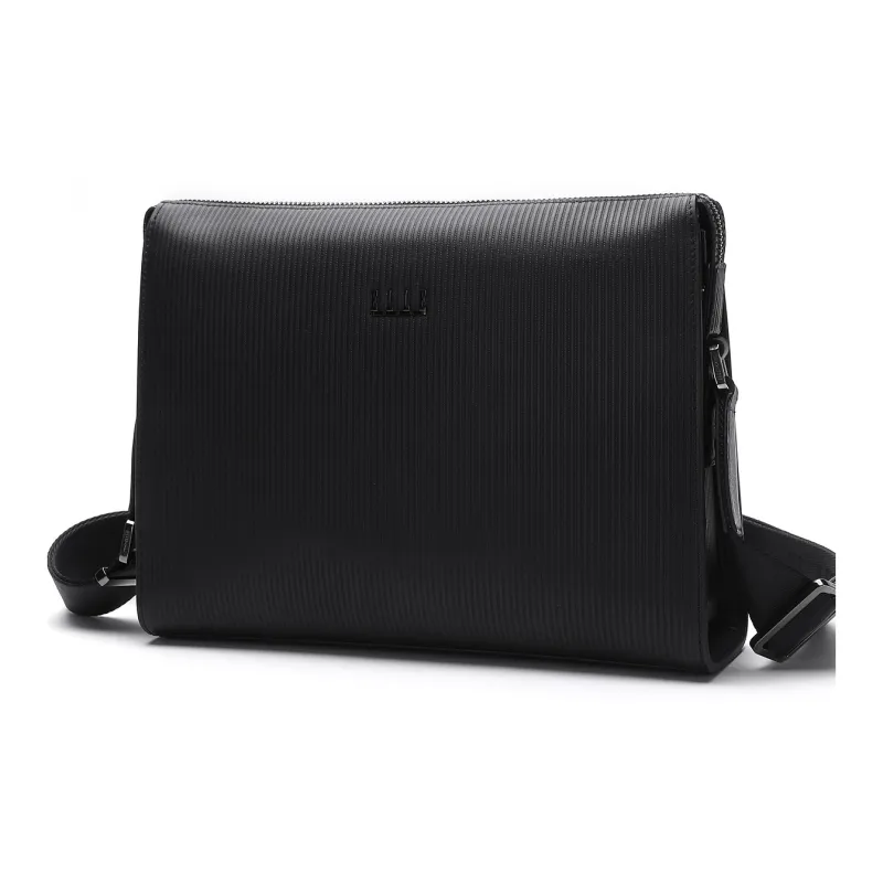 ELLE HOMME Top Grain Cow Leather Shoulder Bag Small Size Men's Black-1