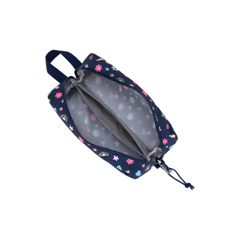 JanSport Polyester Makeup Bag Storage Bag Unisex Marine Blue With Multicolor Accents-4