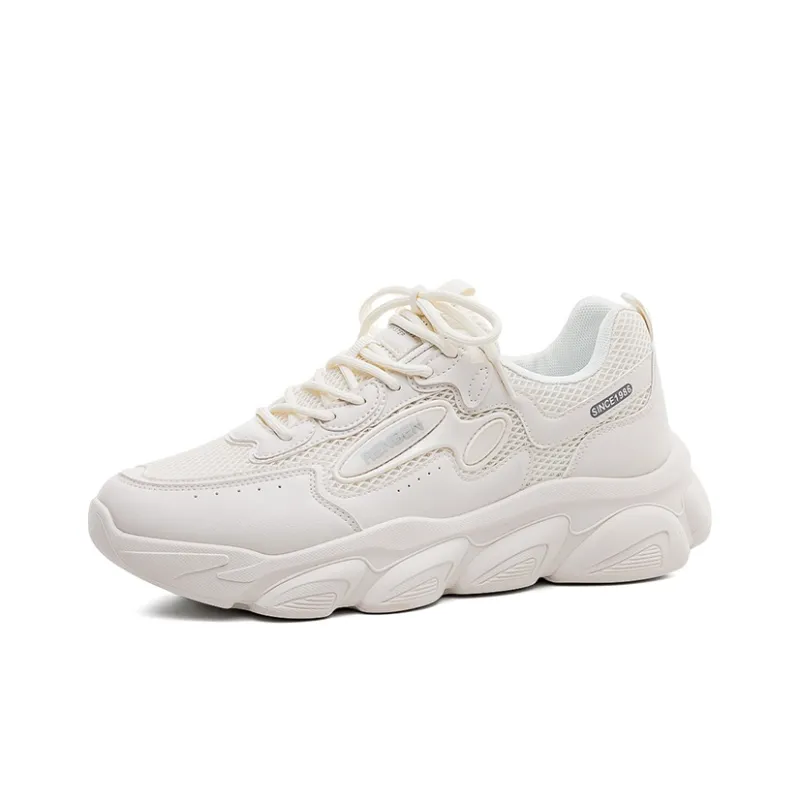 RENBEN Slip Resistant Low Top Chunky Sneakers Men's Beige-2