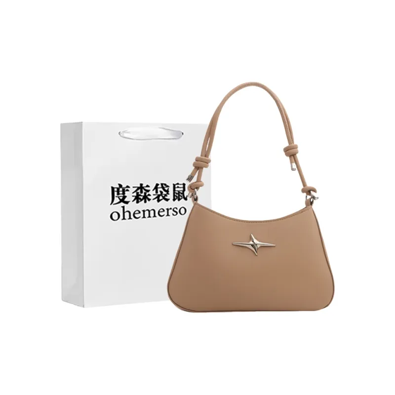 Dusen Kangaroo PU Shoulder Bag Regular Women's White/Black/Khaki/Green/Pink/Brown-11