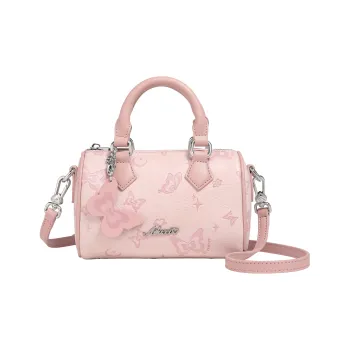 AILUXI PU Boston Pillow Bag One Shoulder Handbag Women's Cherry Blossom Pink