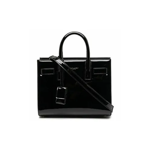 SAINT LAURENT SAC DE JOUR Patent Leather Shoulder Bag Crossbody Bag Handbag Women's Black
