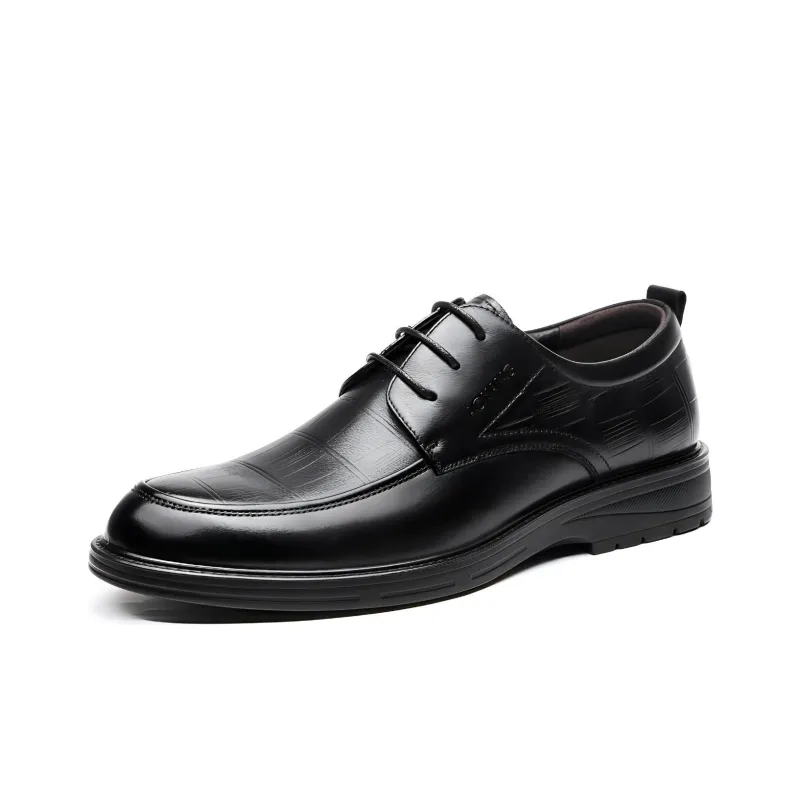 AOKANG Dress Shoes Men Low Top Black, Dark Brown-1