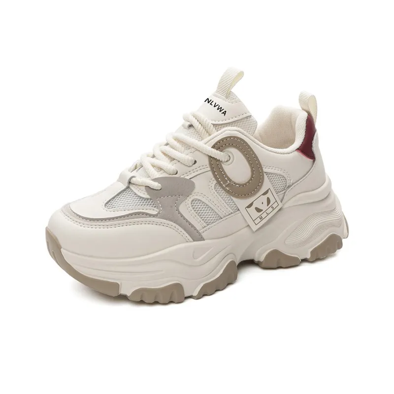 JNLVWA Slip-Resistant Breathable Lightweight Height Increasing Low-Top Chunky Sneakers Women's-25