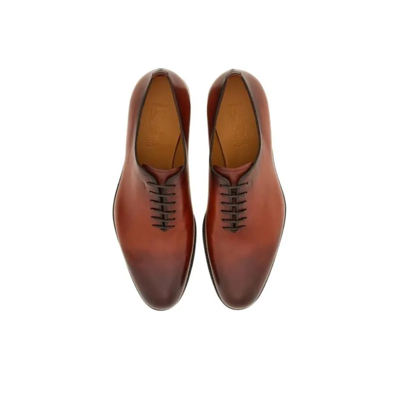FERRAGAMO Tramezza Dress Shoes Men's Red Brown-3