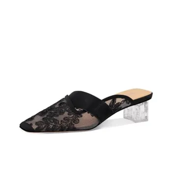 JESSICA SOPHIA Rubber Sole Slip Resistant Abrasion Resistant Slide Slippers Women's Black