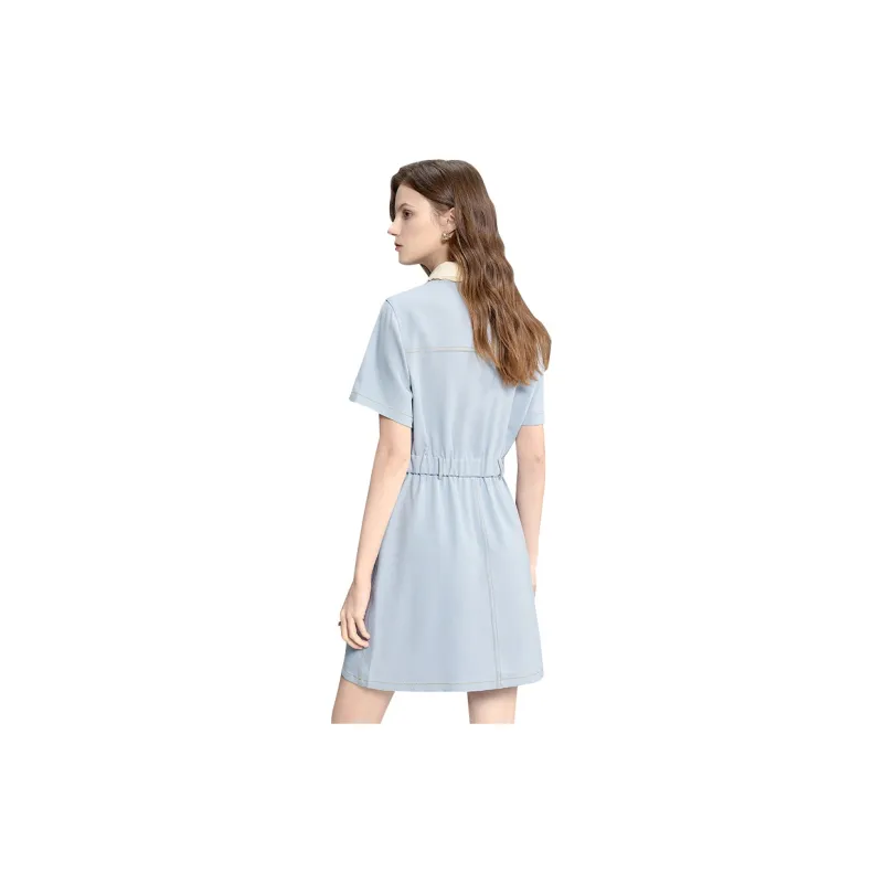 TOUCH Short Sleeved Dress Women's Light Blue-1