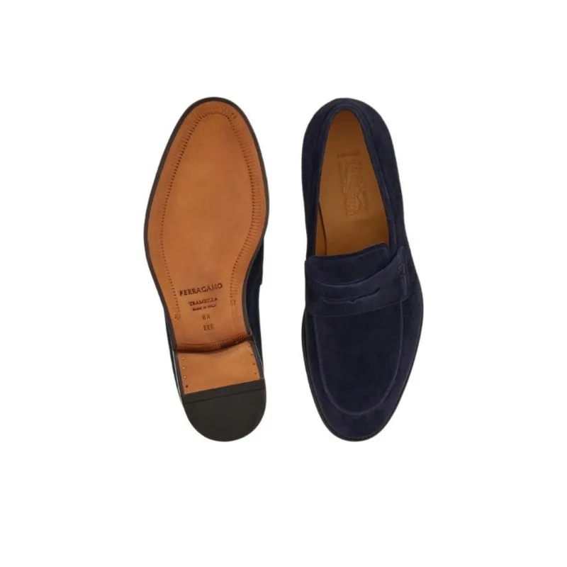 FERRAGAMO Tramezza Penny Loafers Men's Blue-3