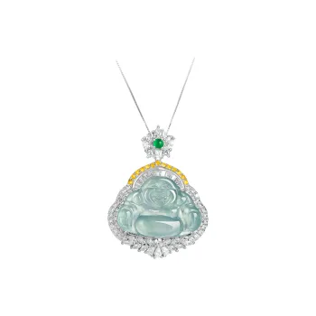 Artisan Lock Heart Jade Ice Type Jadeite Necklaces Women's