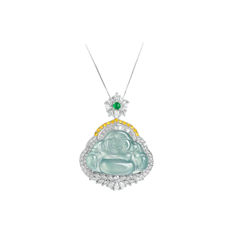 Artisan Lock Heart Jade Ice Type Jadeite Necklaces Women's-0