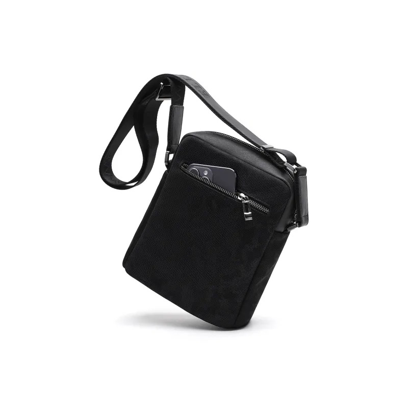 ELLE HOMME Fabric, Synthetic Leather Crossbody Bag Trumpets Men's Black-4