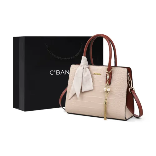 C°BANNER Cow Leather With Synthetic Leather One Shoulder Handbag Regular Women's Apricot