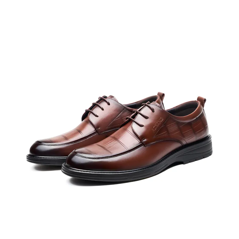 AOKANG Dress Shoes Men Low Top Black, Dark Brown-8