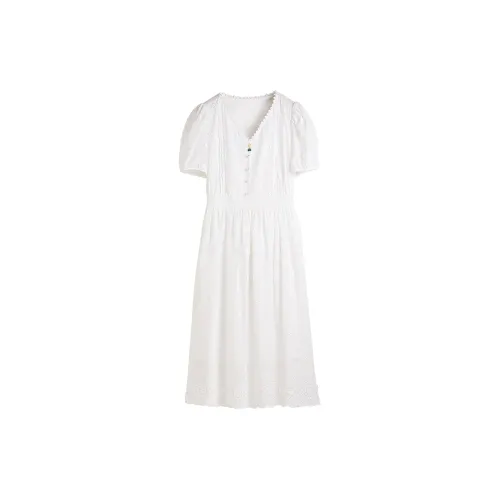 Hang Yi Court Short-Sleeved Dresses Women's White