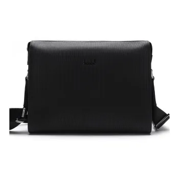 ELLE HOMME Top Grain Cow Leather Shoulder Bag Small Size Men's Black