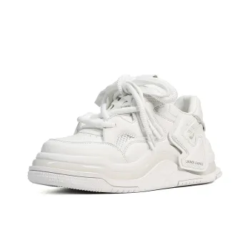 UanDi Cushioned Abrasion-Resistant Slip-Resistant Low-Top Skateboard Shoes Unisex White Black