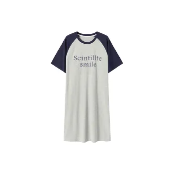 Close-fitting Areas Nightgown Women's Navy Blue