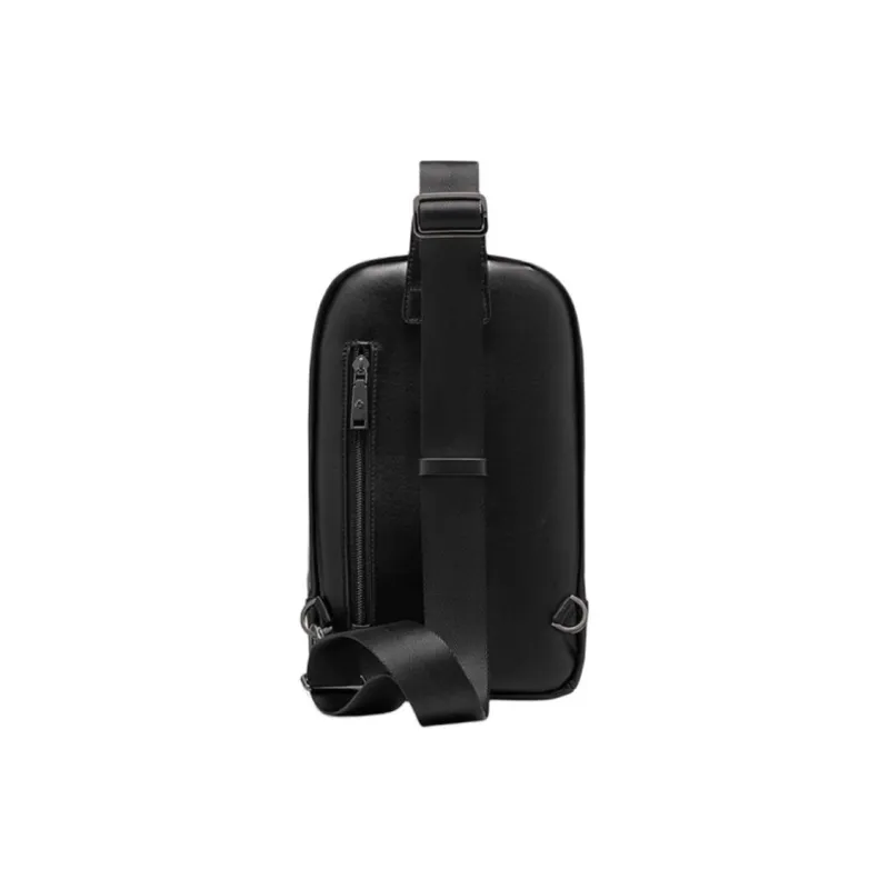SAMSONITE Cow Leather Patchwork With Microfiber Leather Sling Bag Medium Size Men's Black-3