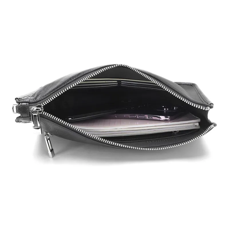 ELLE HOMME Top Grain Cow Leather Clutch Regular Men's Black-4