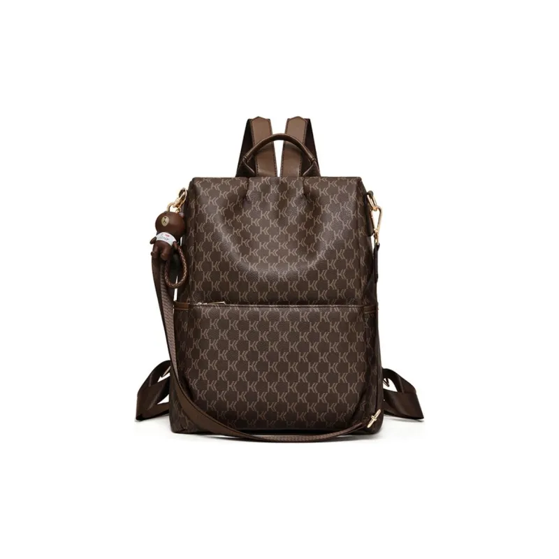 HARSON Synthetic Leather Lightweight Backpack Regular Women's Coffee-1