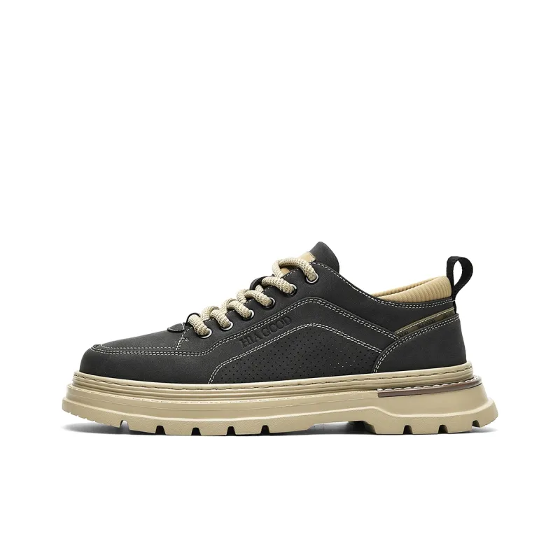 HLA Vintage Outdoor Casual Fleece-Lined Versatile Work Boots Low-Top Wear-Resistant Men's-0