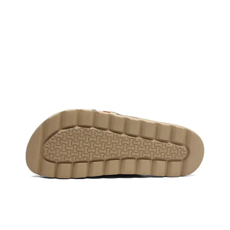 OUBT Rubber Sole Slip Resistant Odor Resistant Abrasion Resistant Slide Slippers Unisex Khaki-5