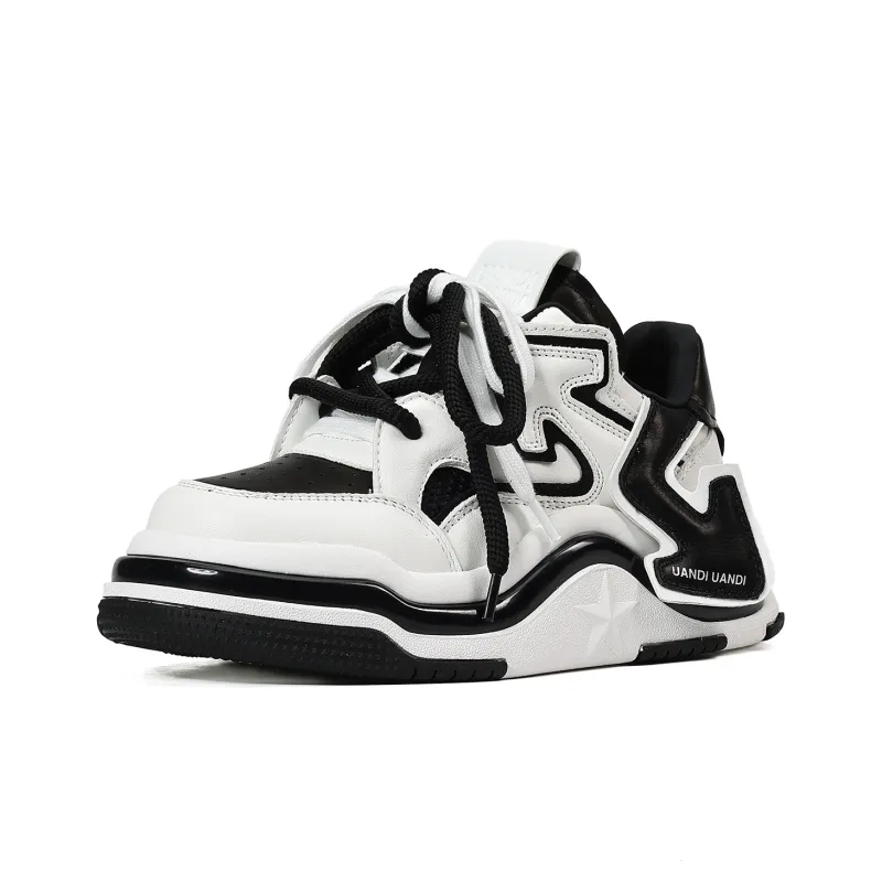 UanDi Cushioned Abrasion-Resistant Slip-Resistant Low-Top Skateboard Shoes Unisex White Black-5