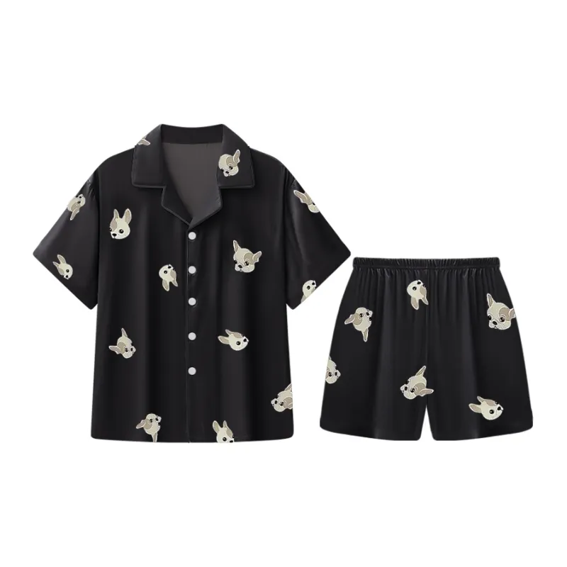 Qiao Ni Tong Pajama Set Men's Black Fist-0
