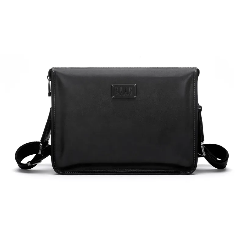 ELLE HOMME Top Grain Cow Leather Crossbody Bag Trumpets Men's Black-0