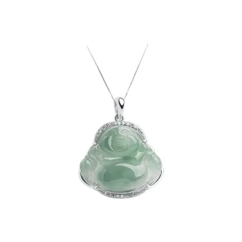 Artisan Lock Heart Jade Ice Glutinous Jadeite Necklaces Women's