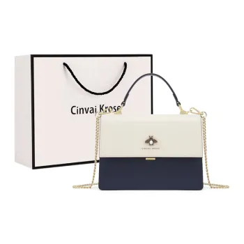 Simvay Clos Cow Leather With Synthetic Leather Shoulder Bag Crossbody Bag Handbag Small Square Bag Small Size Women's