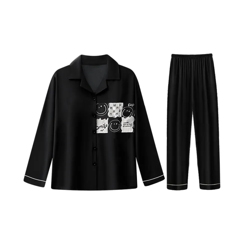 Qiao Ni Tong Pajama Set Men's Premium Black-11