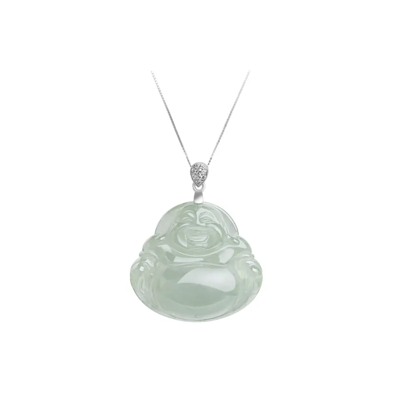 Artisan Lock Heart Jade Glutinous Jade Jadeite Necklaces Women's-0